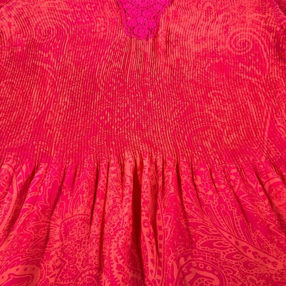 Maggie Barnes Catherines 3X Womens Top Blouse Pink Orange Lightweight Crinkle - Picture 10 of 14